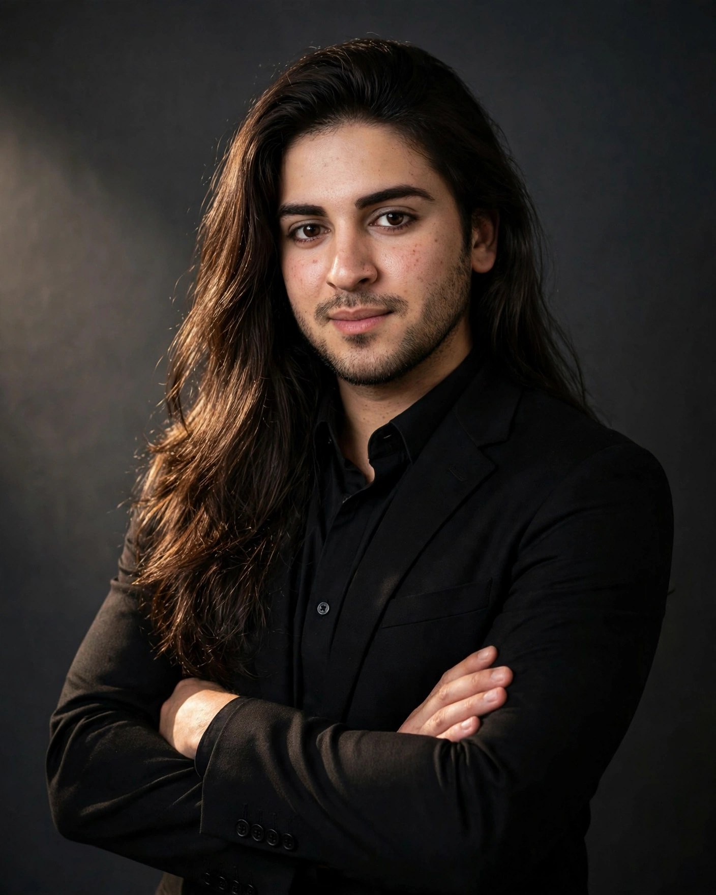 All-Black Studio Look — Premium DP — AI Photo Editing Prompt on Faymas