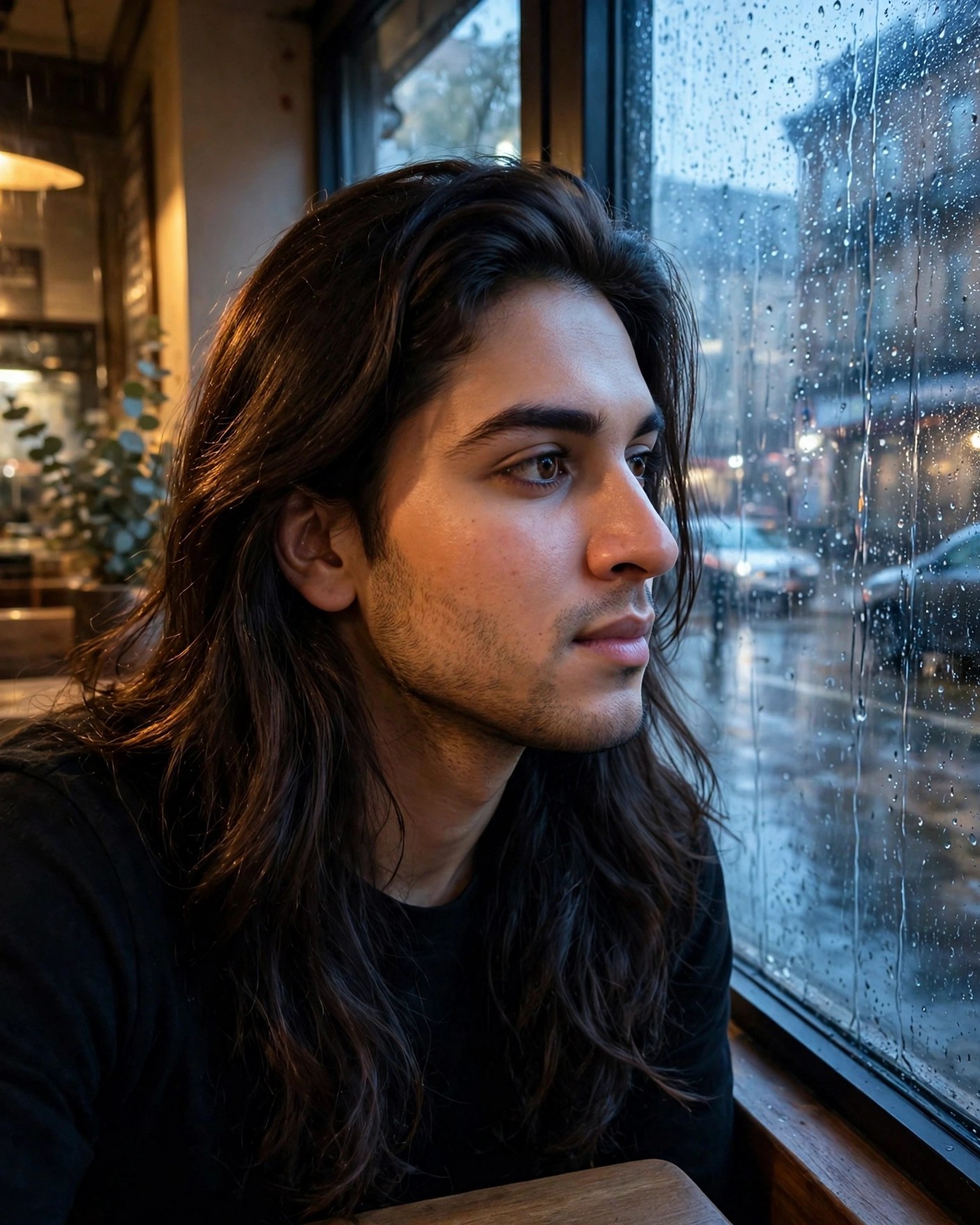 Rain Window Cinematic Portrait — AI Photo Editing Prompt on Faymas