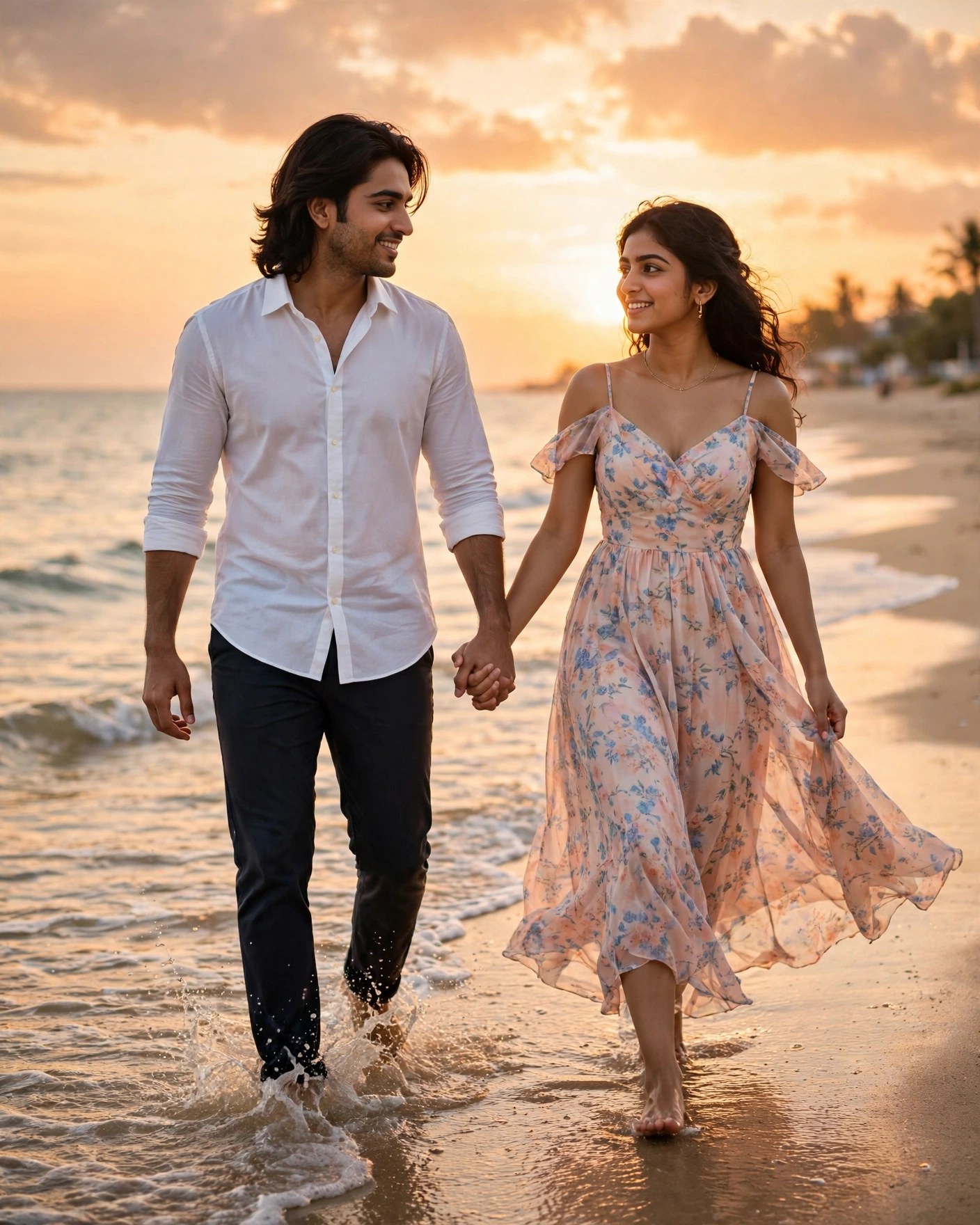 Couple Sunset Beach Pose — AI Photo Editing Prompt on Faymas